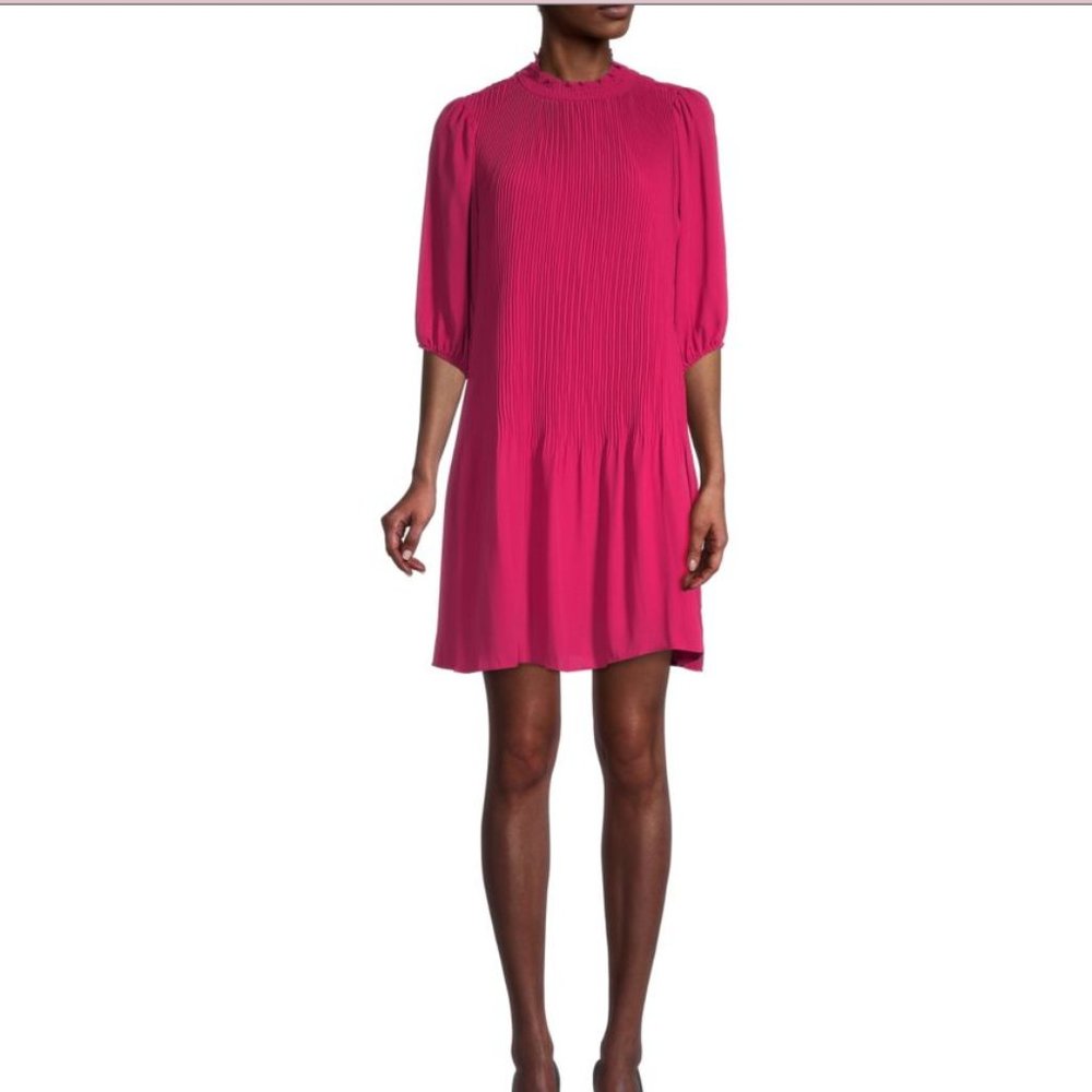 NANETTE Nanette Lepore Rib-Knit Ruffled Shift Dress